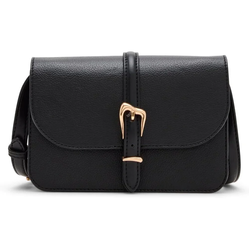 Womens Crossbody Bag Polyester Snap Buckle Flap Black Everyday Carry